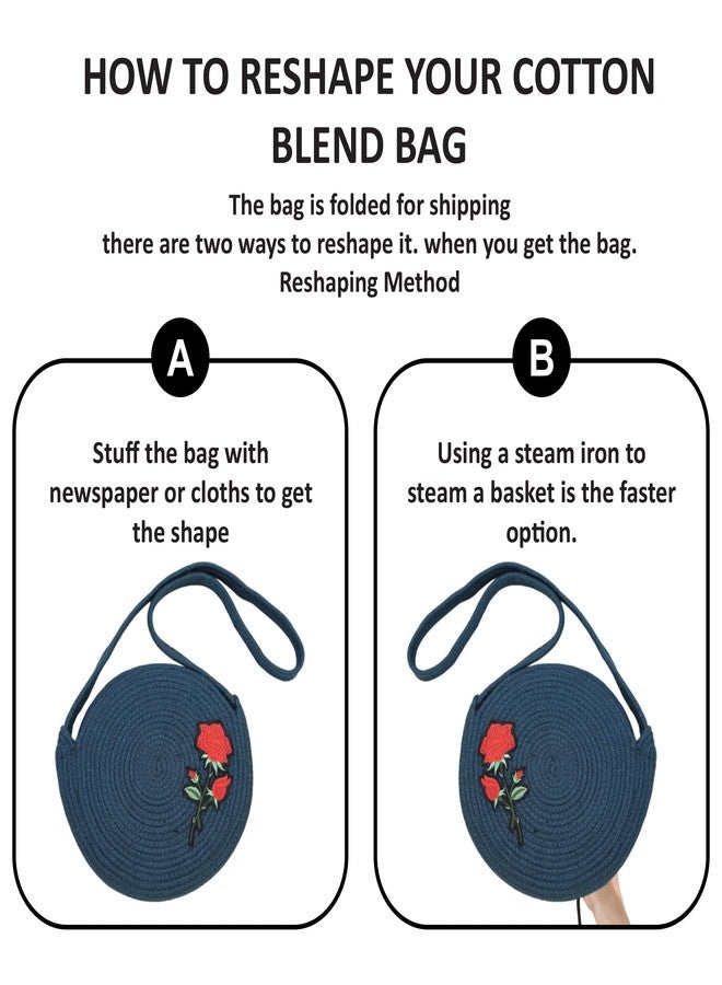 Ariya Women Round Sling Bag with Swatch (4058 | Blue) Handcrafted PP & Cotton Blend Shoulder Purse, Perfect for Ladies & Girls, Lightweight Crossbody Bag for Daily, Casual, Travel & All Occasions - Image 5
